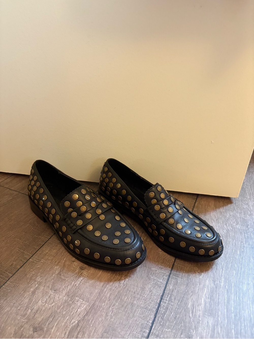 Cynthia Rowley Black Studded Loafers
